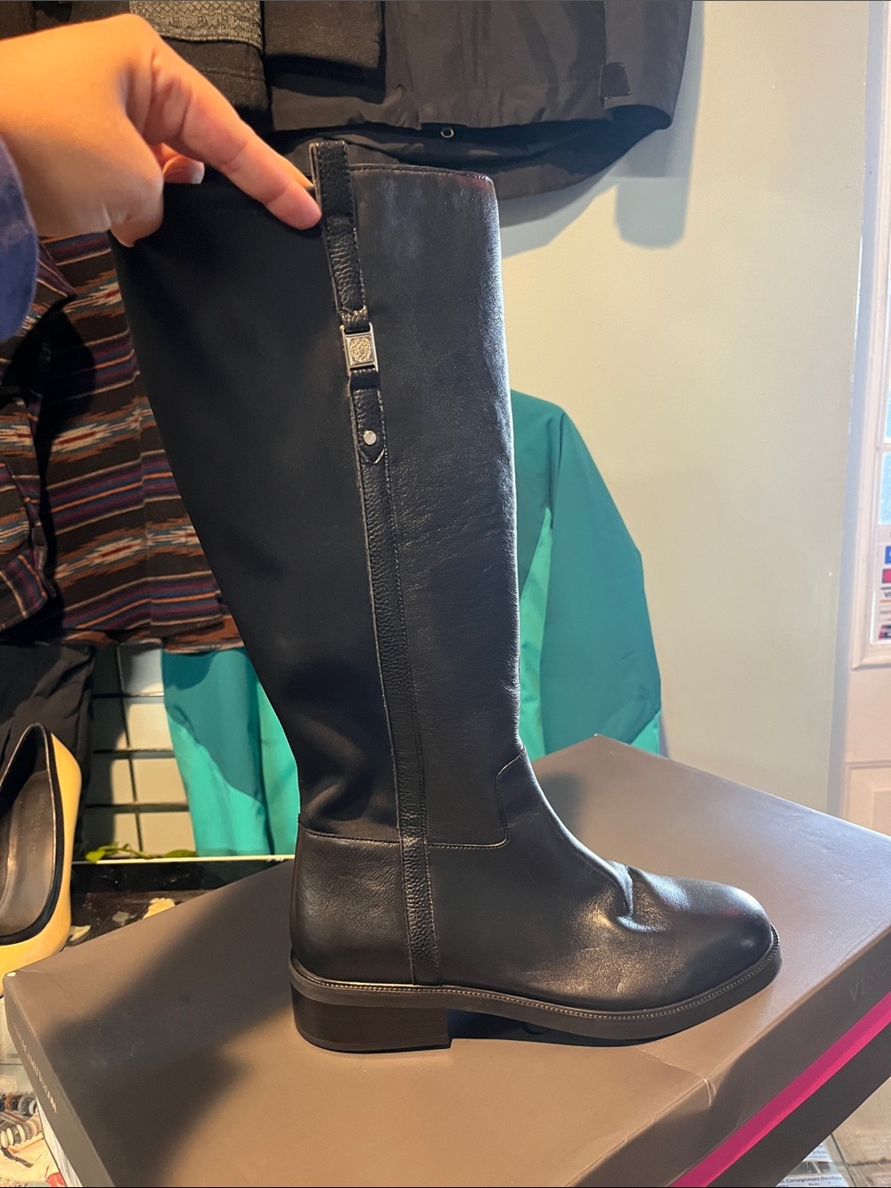 Vince Camuto Black Tall Leather Heeled Boots